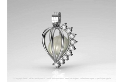 Beyaz Swarovski Taşlı  AA Kalite Tatlısu İncili Efsane Kolye Seti